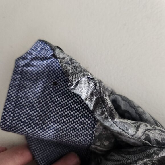 Tasso Elba Shirt Mens Large Gray Paisley Long Sleeve Button Up FLAWS - Picture 10 of 13
